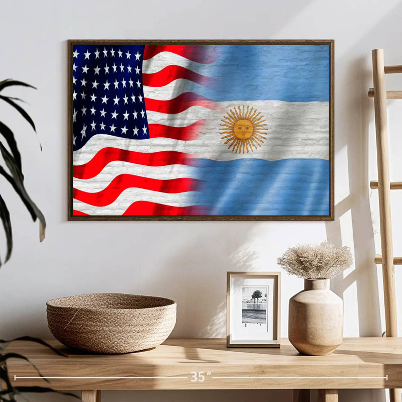 États-Unis et l'Argentine Molesley, 25 po x 17 po, Cadre flottant en noyer