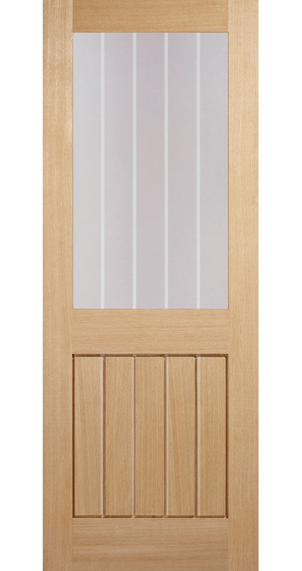 Mexicano 1L Glazed Unfinished Oak Internal Door, 198.1cm H x 83.8cm W x 3.5cm D