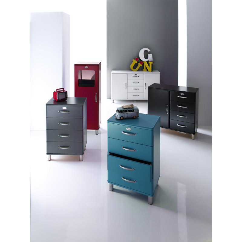 Commode 4 tiroirs Malibu, Gris