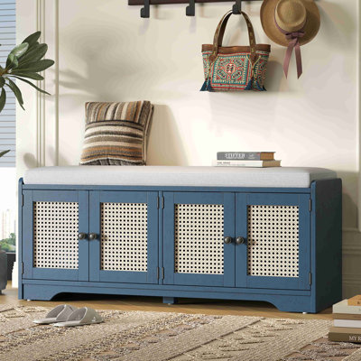 Rattan Doors Shoes Storage Bench