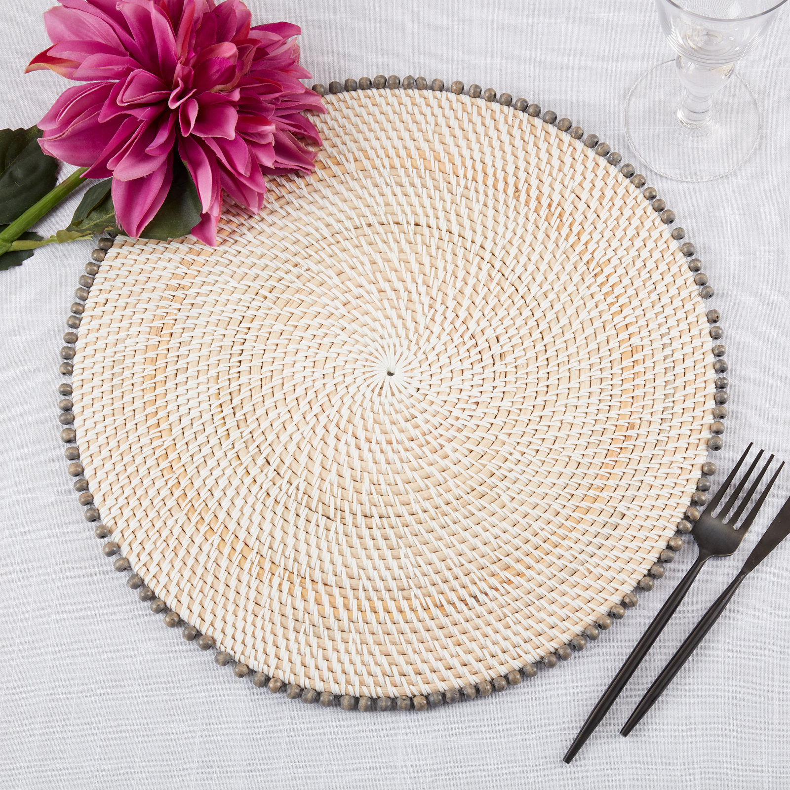 Dempsey Rattan Placemat, Gray