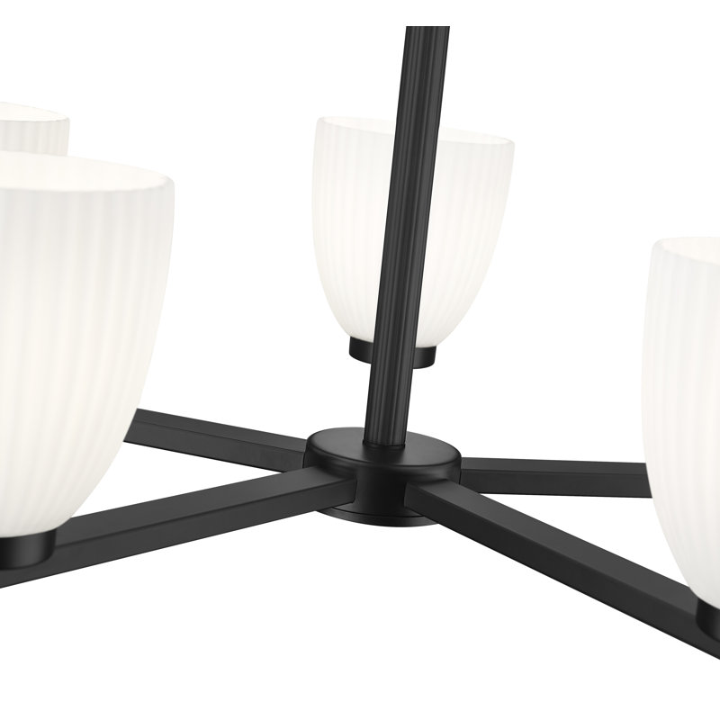 Lustre moderne Mateo, 5 lumières, Noir mat, H 21,25 po x l 25,25 po x P 25,25 po