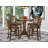 5 Piece Counter Height Dining Table Set Includes a Round Kitchen Table with Pedestal and 4 Linen Fabric Upholstered Dining Chairs, 36x36 Inch, Mahogany-1950967945-1911260583-1899093246