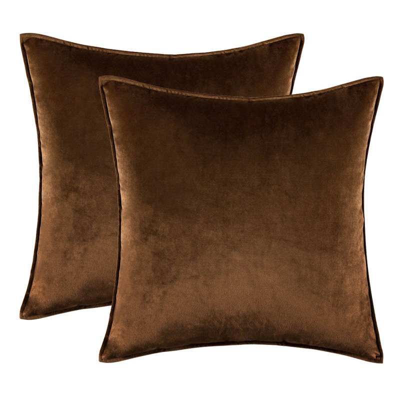 Velvet Reversible Throw Pillow, 18"H x 18"W, Brown, Pillow Cover Only - No Insert