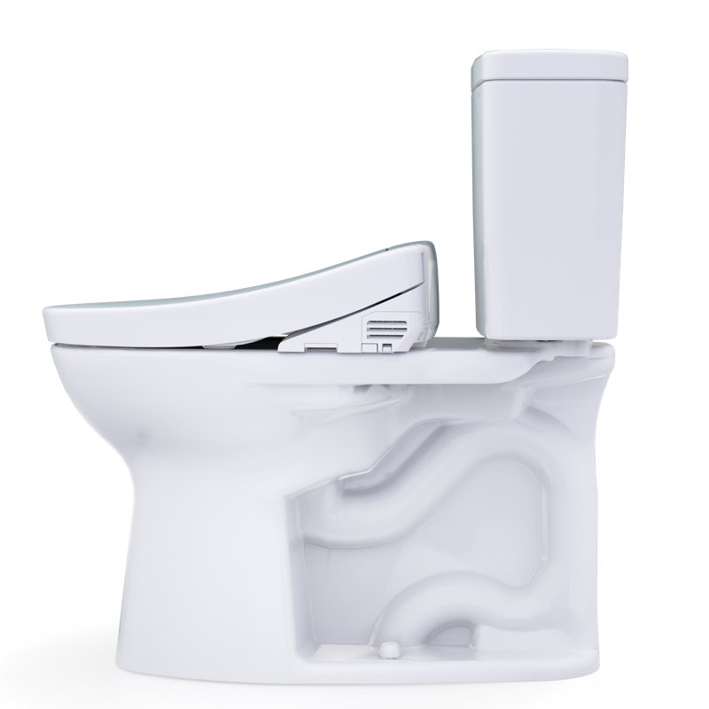 TOTO® Drake® WASHLET®+ Two-Piece Elongated 1.28 GPF Universal Height TORNADO FLUSH® Toilet with S2 Bidet Seat, 10 Inch Rough-In, Cotton White - MW7763346CEFG.10#01
