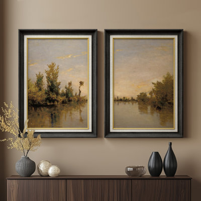 Ensemble de 2 œuvres d'art encadrées de qualité supérieure sur toile de qualité supérieure avec cadre de 26 po x 36 po