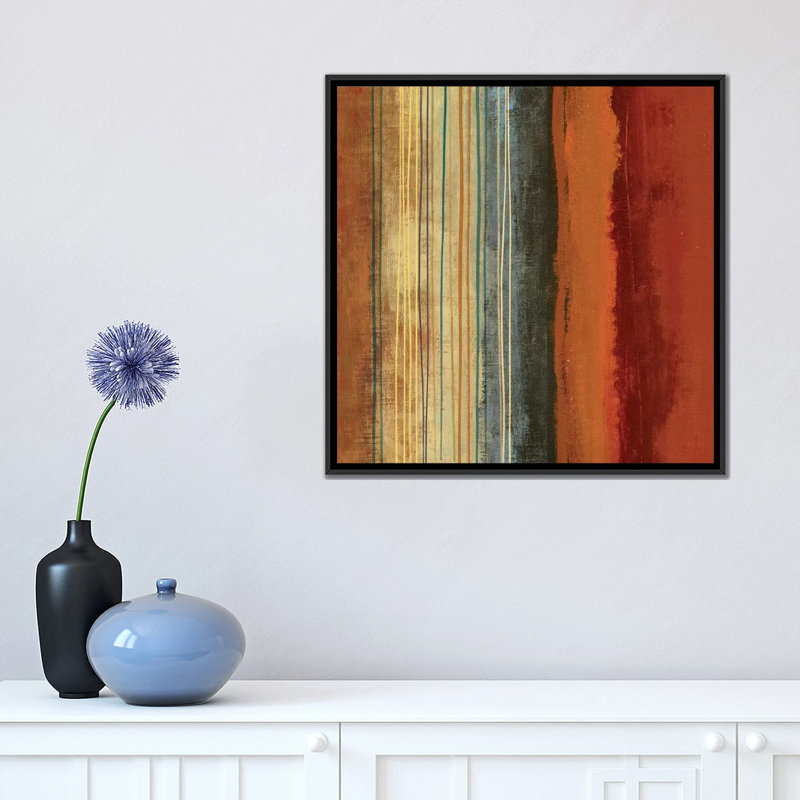 « bordures », impression sur toile, H 18 po x l 18 po x P 1,5 po, Toile encadrée noire, Pas de tapis