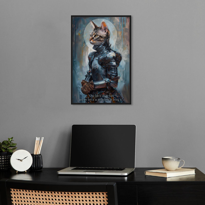 «Cat of Arc Canvas», impressions de chat excentriques par Notoriart, H 16 po x l 11 po, Cadre noir
