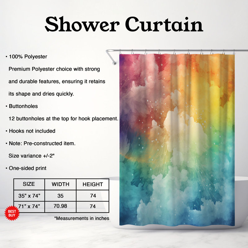 Rideau de douche 1 pièce Spectrum Sky, H 74 po x l 71 po