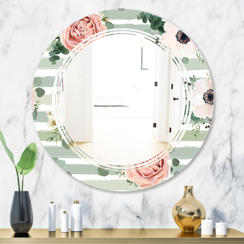 Triple C Cottage Americana Frameless Wall Mirror, Triple C Floral V French Country, 31.5" H x 23.7" W
