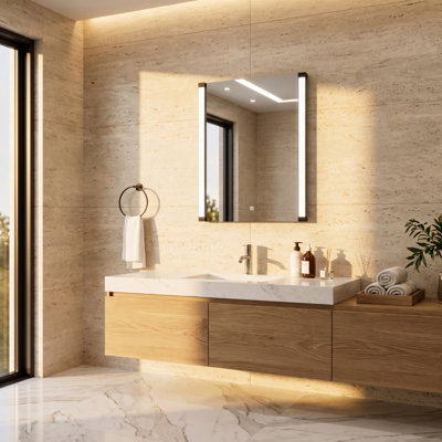 28"W x 36"H 270° Pivot LED Bathroom Mirror with Adjustable Lighting and Dimming