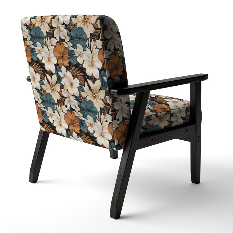 Fauteuil rembourré d'appoint tropical D, Serenity à motif tropical monochrome I