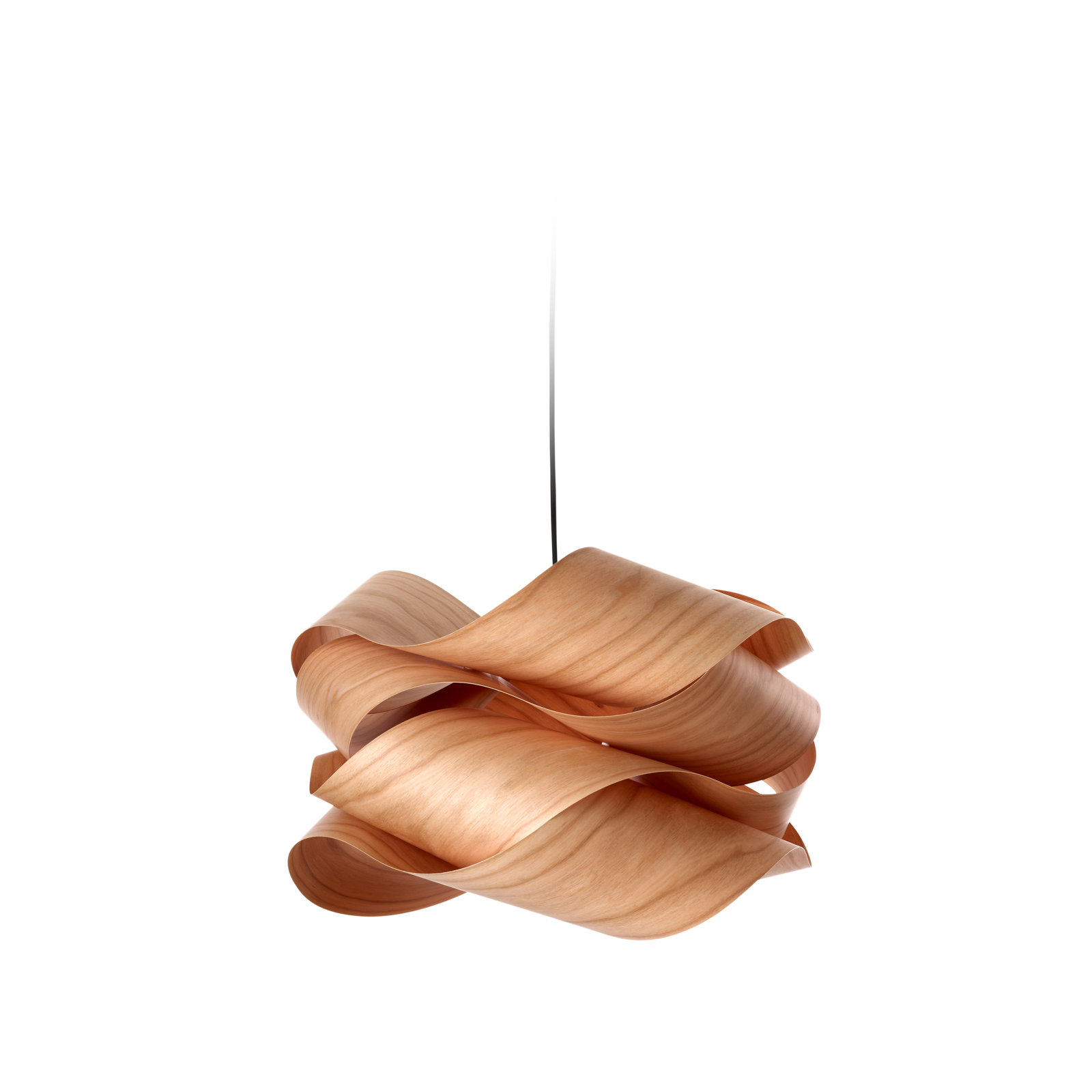 Single Light Dimmable Pendant, Natural Cherry, Matte Black, 15.7" H x 27.1" W x 27.1" D