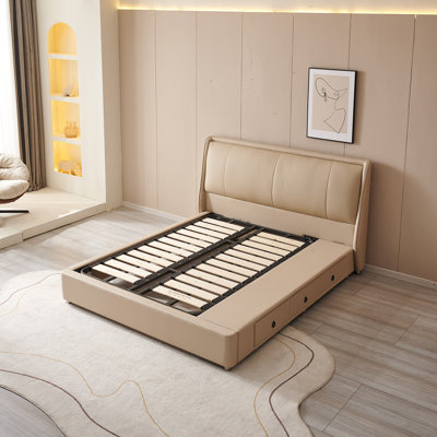Ashlley Leather Sleigh Storage Bed