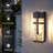 15" Dusk to Dawn Wall Sconce, Hammered Glass Outdoor Wall Light,   Modern Wall Lantern for Garage, Doorway, Patio (Set of 2)