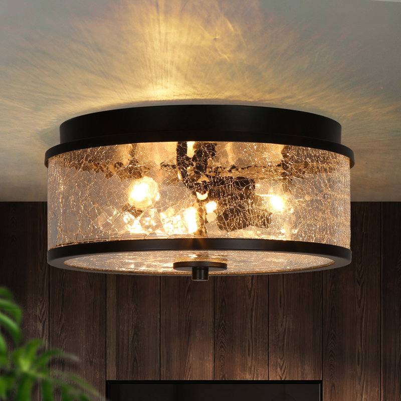 Hanshelmut 3 - Light 12.2” Shaded Drum Flush Mount, Black
