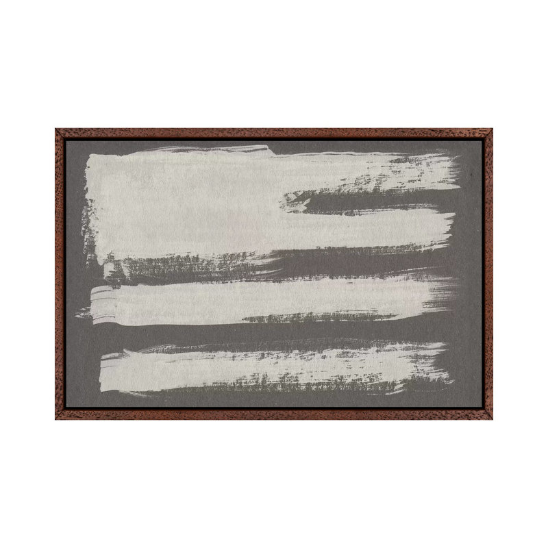 Abstract Brush VIII - Painting on Canvas, 45.72cm H x 66.04cm W x 3.81cm D, Classic Brown Wood Framed