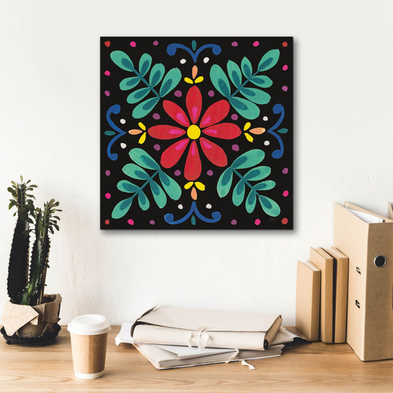 Art mural sur toile Floral Fiesta Tile 6 'par Laura Marshall, H 18 po x l 18 po x P 0,75 po