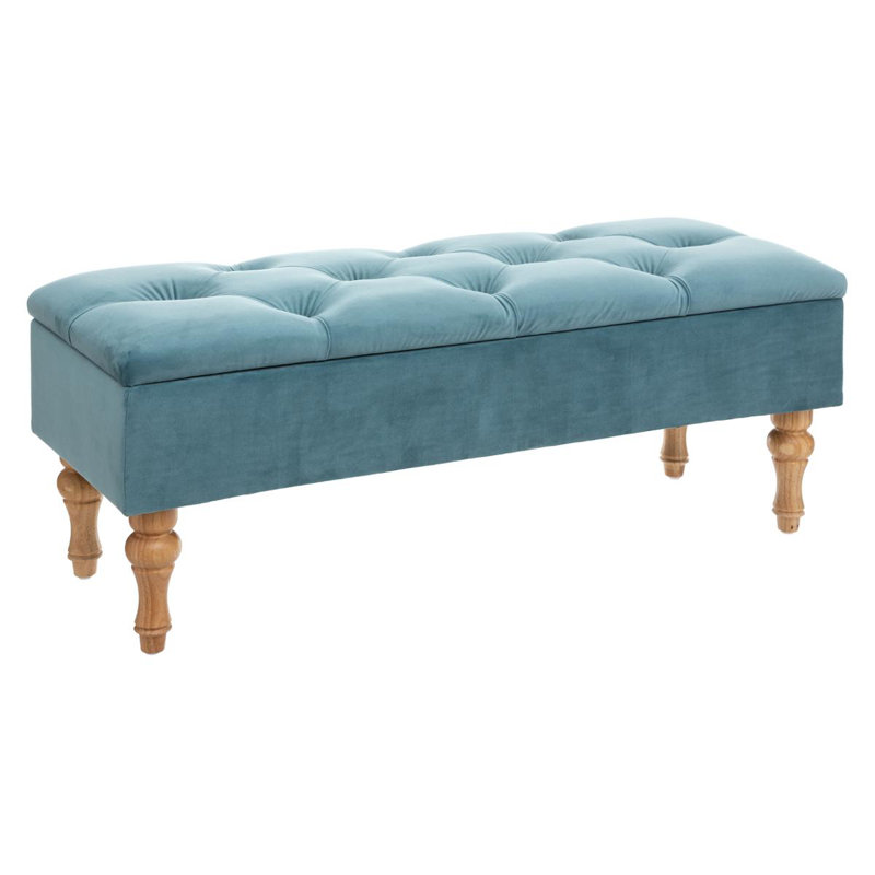 Zebulon Upholstered Storage Bench, Blue