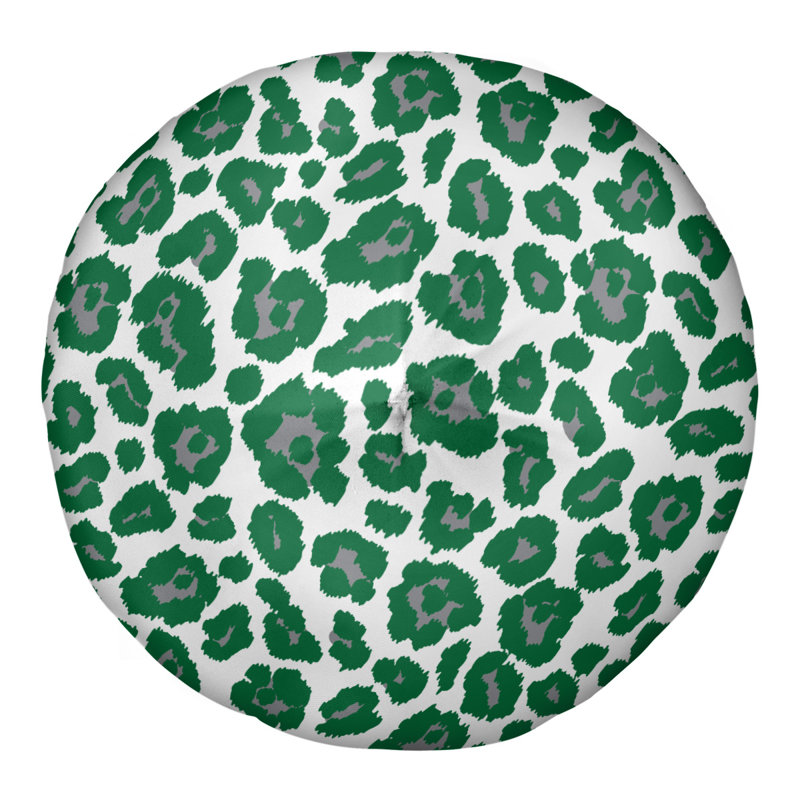 Housse et insert de coussin touffeté rond, H 26 po x l 26 po x P 4 po, Blanc/vert