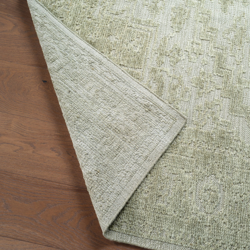 Jaipur Living Pranhita APS02 Handknotted Medallion Green and Light Gray Area Rug (10'x14'), Rectangle 9' x 12'