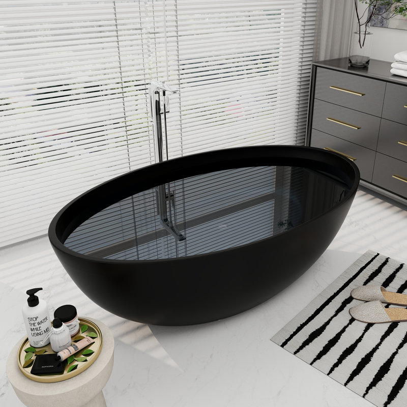 Baignoire de trempage autoportante 67 po. X 39 po. 67 po x 39 po, Noir mat
