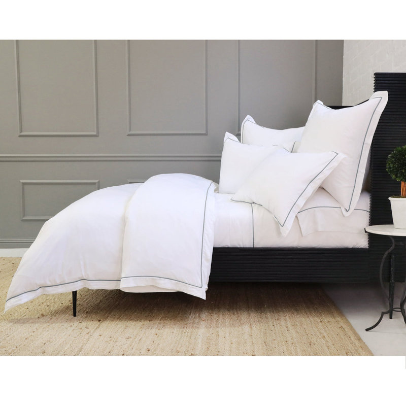Sheena Duvet Cover, White/Ocean, Twin Duvet Cover +  1 Standard Sham