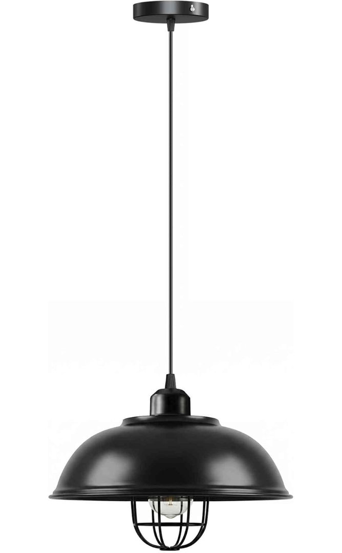 Vintage Pendant Light with Metal Cage Shade, E27 Ceiling Hanging Lamp, 95cm Adjustable Cable, Iron Cage Ceiling Light Without Bulb for Kitchen, Loft,