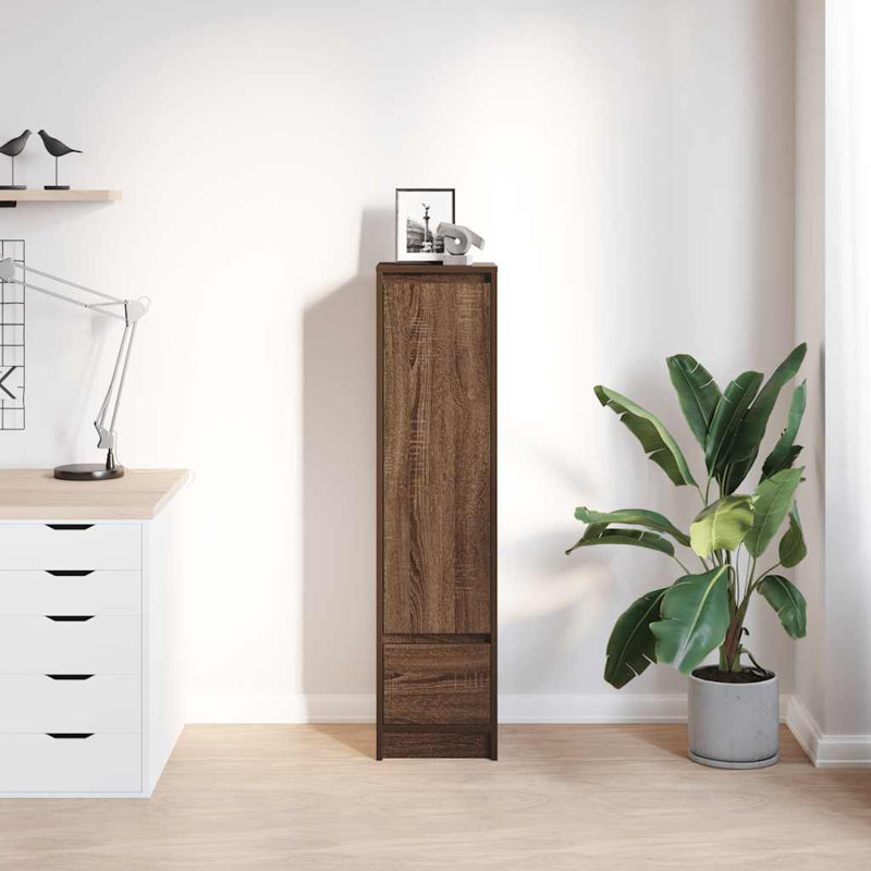 Highboard 29.5X34x119.5 Cm Engineered Wood, Brown Oak