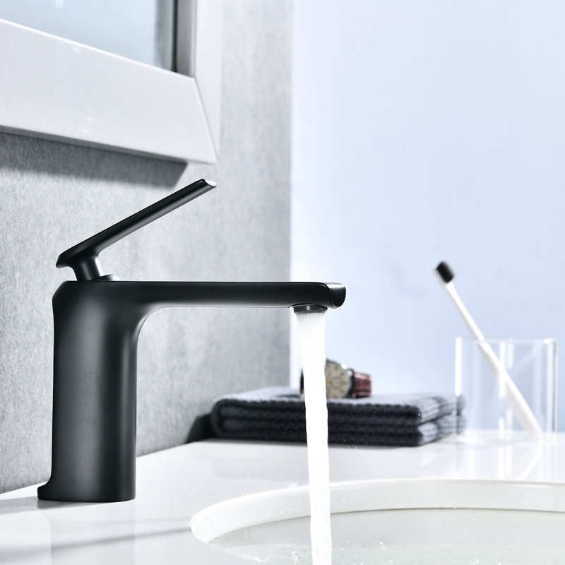 Robinet pour salle de bain noir mat - Monotrou, laiton massif, pour la santé, robinet à trou moderne, élégant et résistant à la rouille causant la corrosion