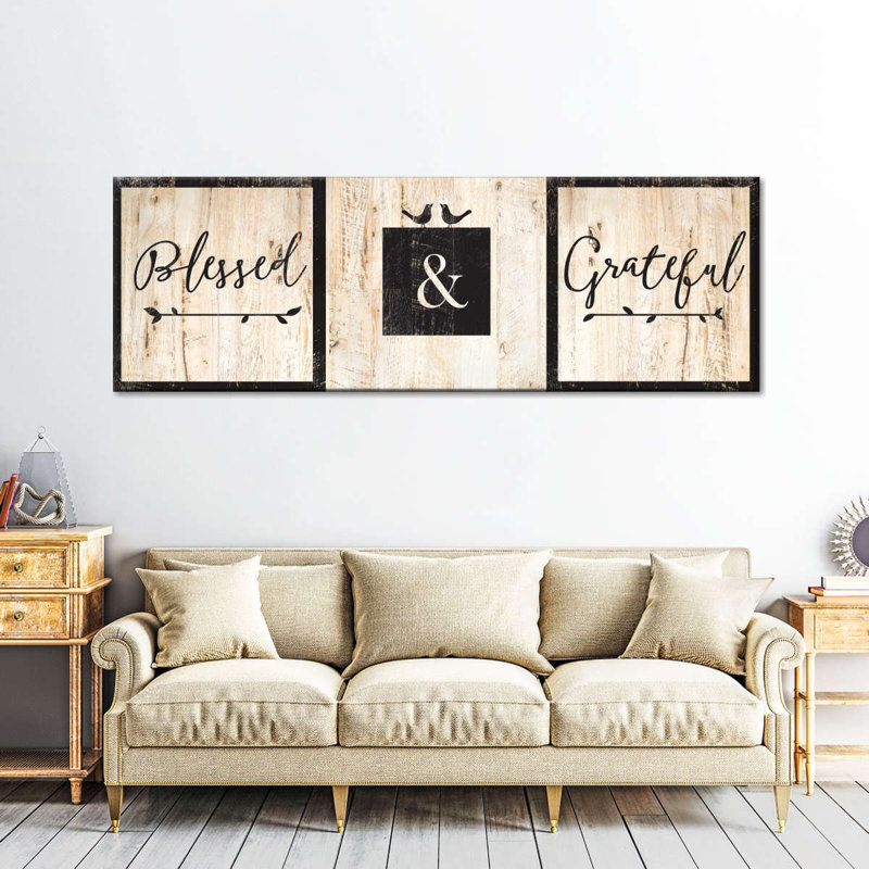 «Blessed And Grateful», reproduction sur toile, H 17 po x l 51 po x P 1,25 po