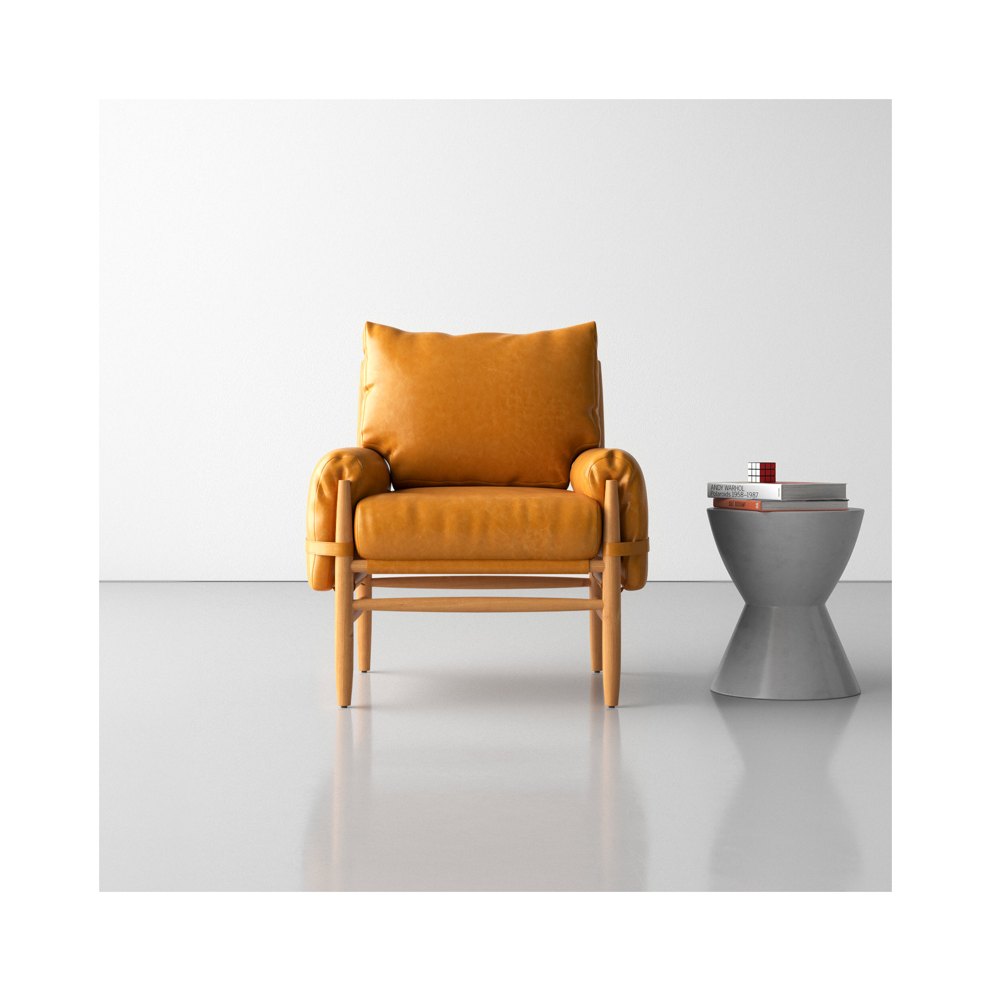 Marla Vegan Leather Armchair, Caramel Genuine Leather