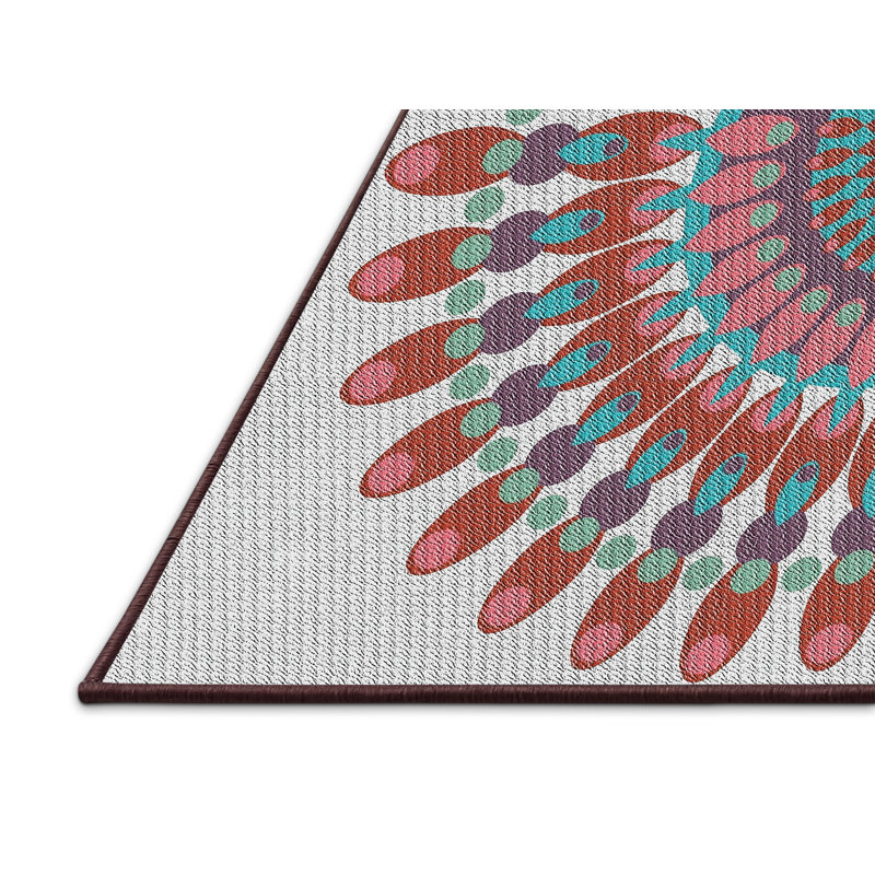 Tapis gris / bleu / brun en laine et polyester à tissage mécanique abstrait, Rectangle 2 pi x 4 pi
