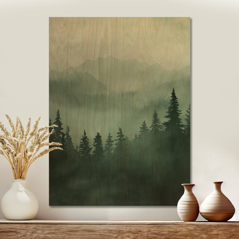 Highland Pine Forest I - impression d'art mural en bois Woodland, 40" H x 30" W, Rectangulaire