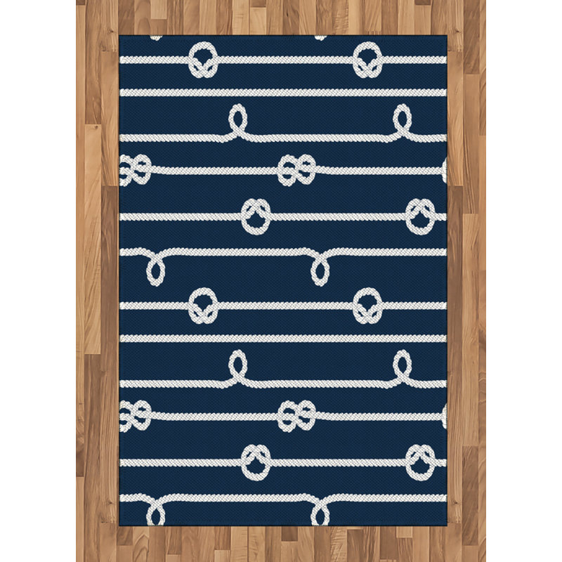 Marine Navy Blue High Density Long Fiber Poly Threads Decorative Area Rug Carpet, Rectangle 4' x 5'8"