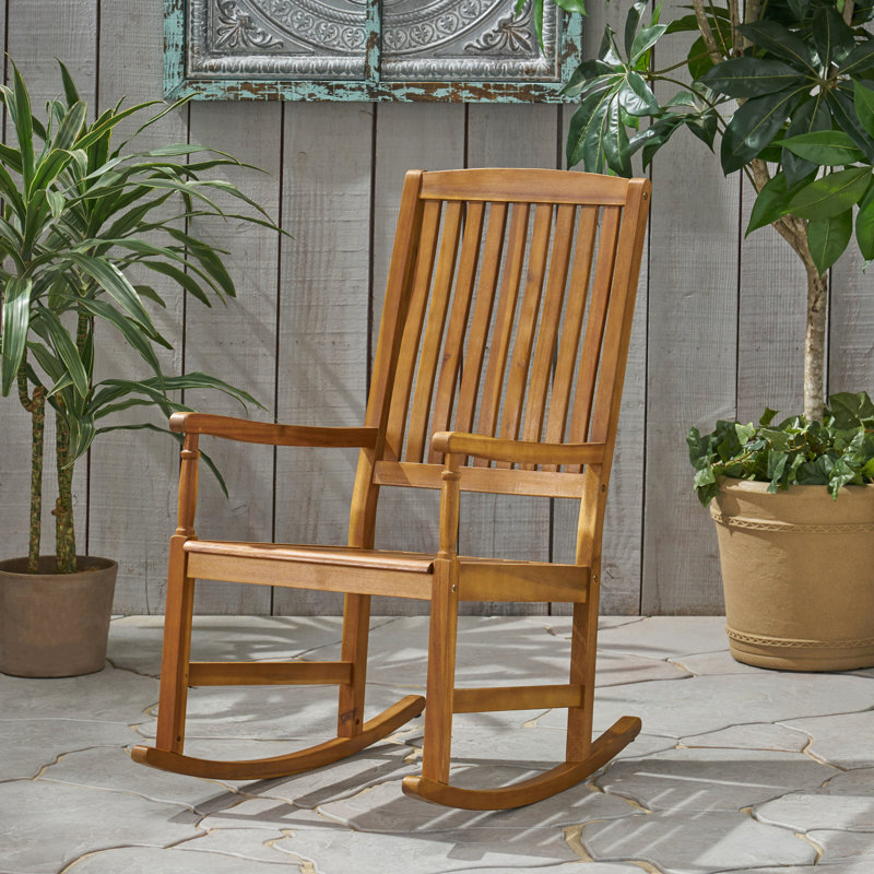 Chaise berçante à bascule au fini bois exotique, confortable et apaisante