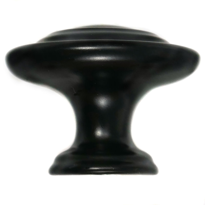 Matte Black Round Cabinet Knob with Mounting Hardware