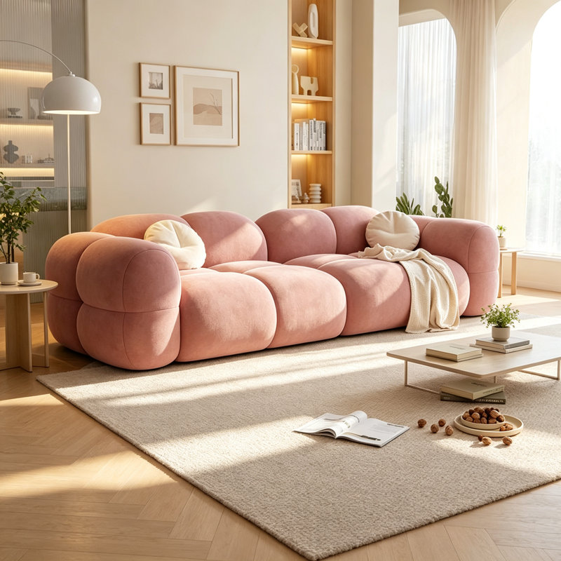 Garavan, 94.5" W, Pink Suede