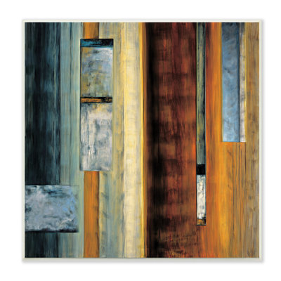 «Rustic Abstraction», brun, orange, bleu, impression