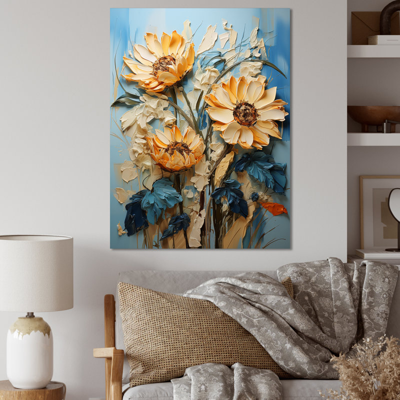 Tournesols Azure Fields I, Toile tendue, H 20 po x l 12 po x P 1 po