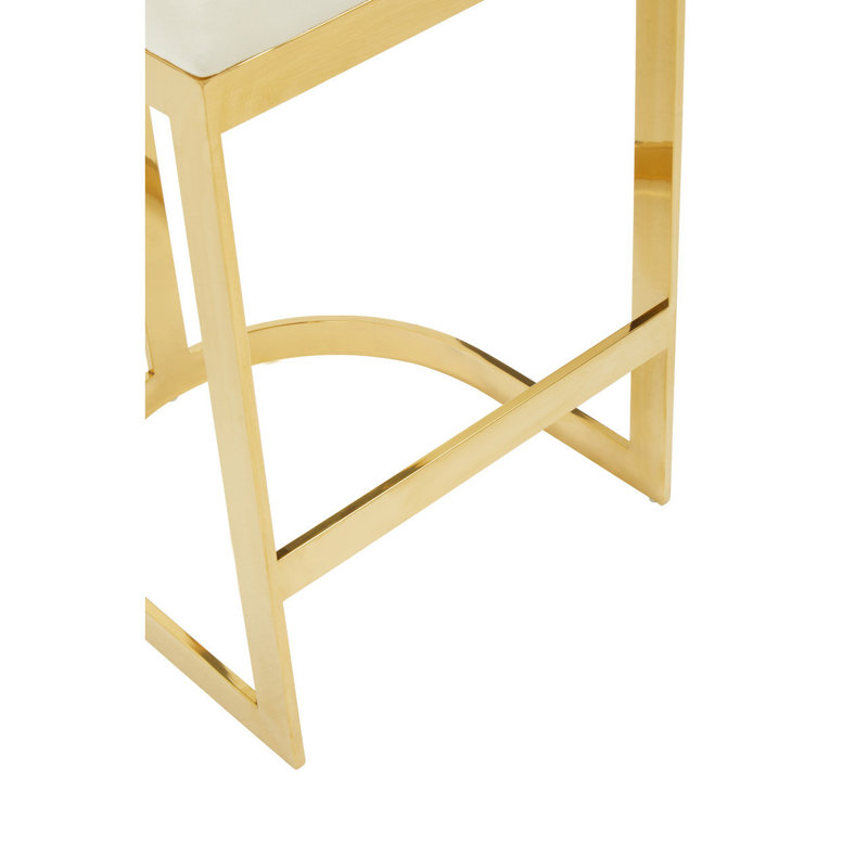 Roncy Upholstered Counter Stool with Metal Frame, Ivory