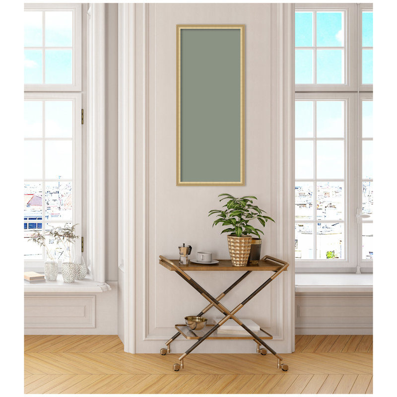 Tableau d'affichage en lin encadré en tissu, Vert clair, H 42 po x l 18 po x P 1,25 po, Or de Florence