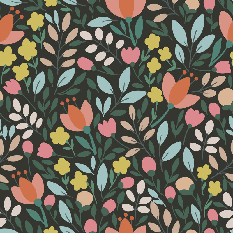 Pattern With Flowers by Maria_Galybina - Wrapped Canvas Painting, 91cm H x 91cm W x 3.8cm D