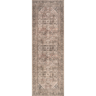 Jeccica Distressed Vintage Medallion Jute Blend Polyester Area Rug
