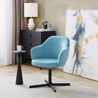 Chaise d'appoint pivotante en métal et velours