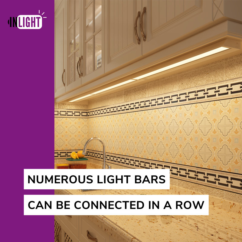 Inlight 18-inch Swivel LED Under Cabinet Lights, Glass Lens, Selectable White 2700K/4000K/5000K, Dimmable with Wall Dimmers, White Finish, IN-0202-2-WH