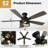 52" Flush Mount Ceiling Fans With Lights And Remote Control, Black Caged Low Profile 5-Blade Farmhouse Ceiling Fan