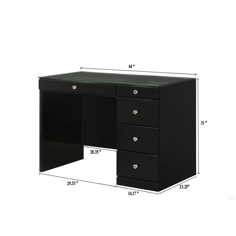 Meuble-lavabo en verre 1 pièce 5 pièces, Noir