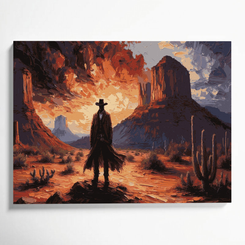 Art mural sur toile noir Southwestern Cowboy Outlaw, H 12 po x l 18 po