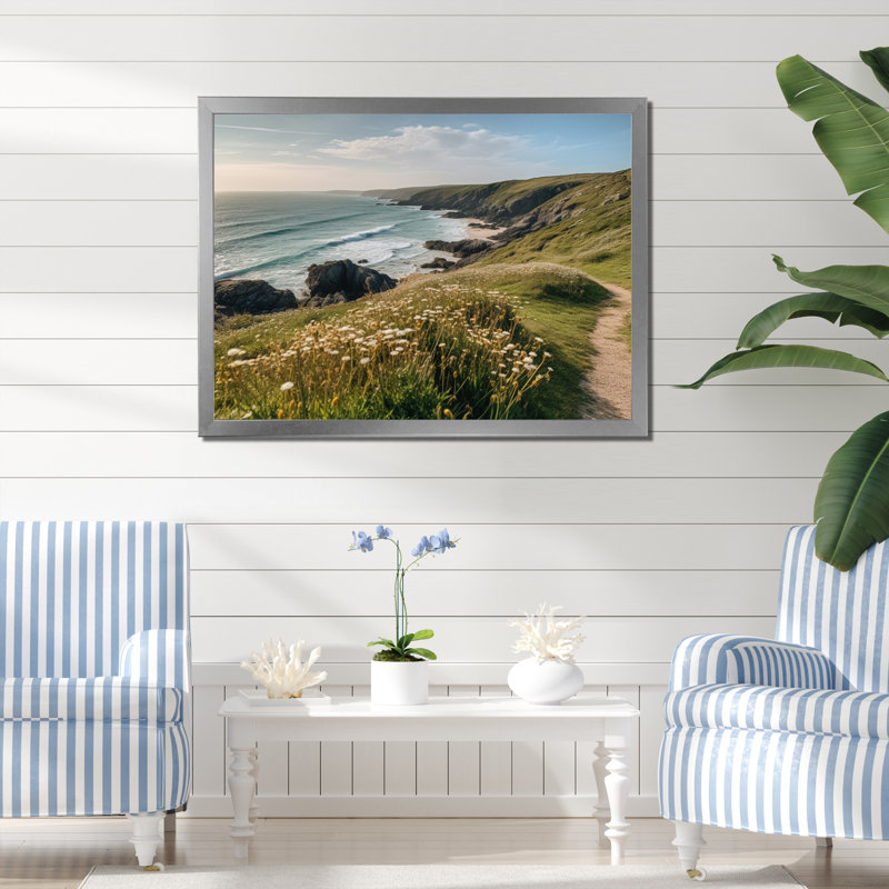 «Rocky Beachside I», reproduction sur toile, Cadre simple argenté, H 12 po x l 20 po x P 1 po